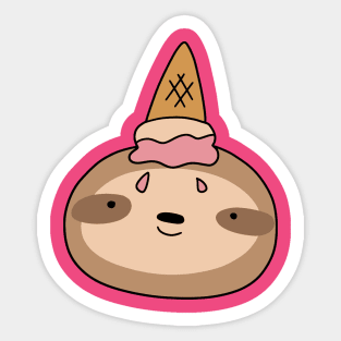 Melted Icecream Cone Sloth Face Sticker
